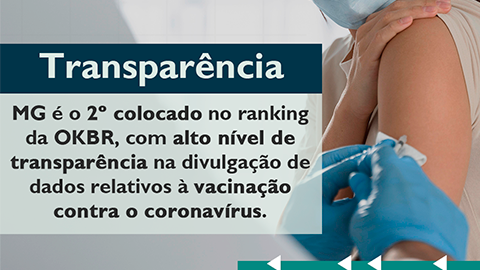 Minas Gerais ocupa 2º lugar no ranking de transparência de dados sobre a vacinação