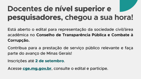 Conselho de Transparência e Combate à Corrupção prorroga edital para selecionar representantes da área acadêmica 