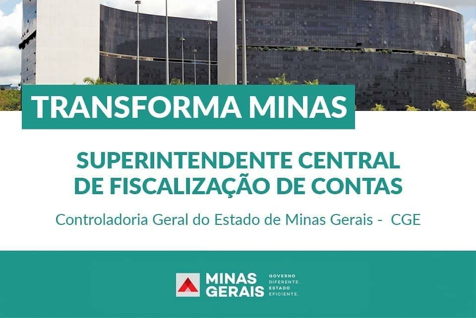 Transforma Minas abre inscrição para superintendente de Fiscalização de Contas na CGE