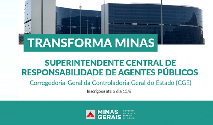 Transforma Minas disponibiliza nova vaga na CGE